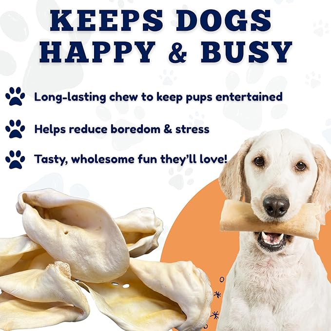 Amazing Dog Treats - Cow Ears for Dogs - Full Size (12 Pack) - Thick-Cut 100% Beef - All Natural Rawhide Alternative- Safe No Hide Dog Chew