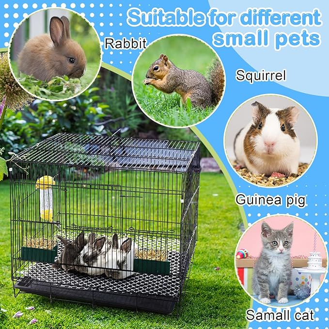 Abbylike 22 Pcs Rabbit Starter Kit with Cage, Rabbit Grooming Kit Bunny Cage Set with Bed, Litter Box, Water Bottle, Feeders, Toys, Grooming Cleaning Supplies for Indoor Rabbits Small Pets(Blue)