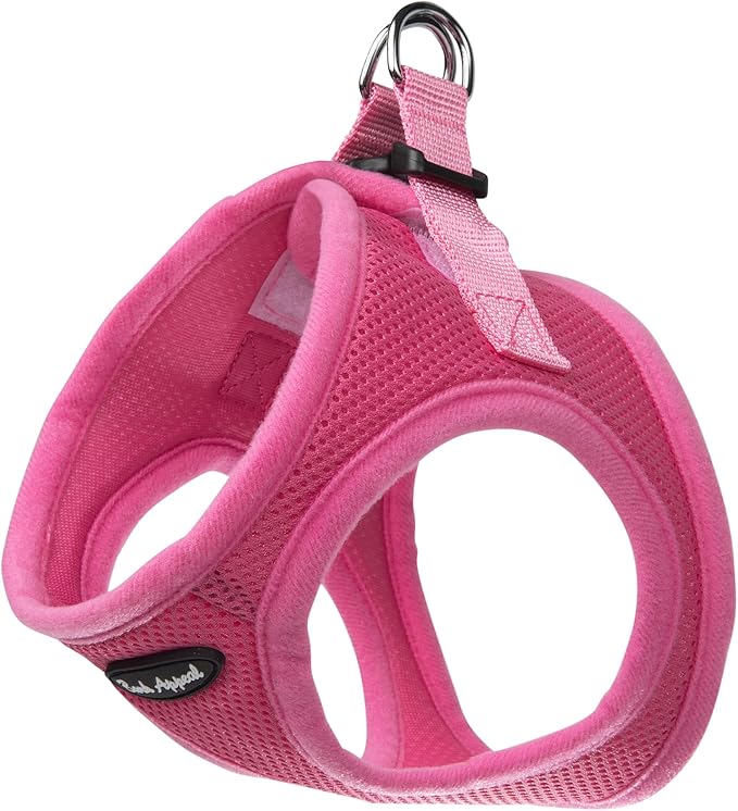 Bark Appeal Hot Pink Step-in Dog Harness for Small to Medium Sized Pets – Updated Sizing, Re-Measuring is Essential – Soft Vest Harness – Anti-Choke with Adjustable Strap & Heavy Duty Clip – M