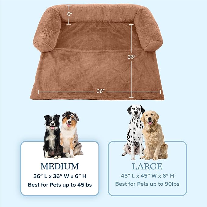 PETMAKER Couch Cover for Dogs Washable - 36x36in Plush Dog Couch Cover Protector for Medium Pets - Washable Pet Furniture Protector with Foam Bolster and Non-Slip Bottom - Puppy Essentials (Beige)
