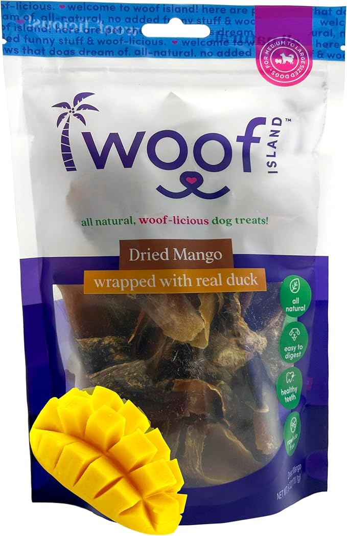 Dried Mango Wrapped with Real Duck Dog Treats – Fruit & Meat Chews, 6 oz Bag
