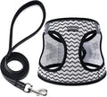BOOMIBOO Dog Harness with Leash Set, No Pull Adjustable Reflective Step-in Puppy Pet Vest Harnesses for Small Medium Large Dogs and Cats,White Stripe M