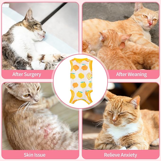 Cat Recovery Suit Cat Onesie for Cats After Surgery, Breathable Cats Surgery Recovery Suit for Female Spay & Abdominal Wounds, Kitten Surgical Onesie Body Suit Anti Licking Cone Alternative