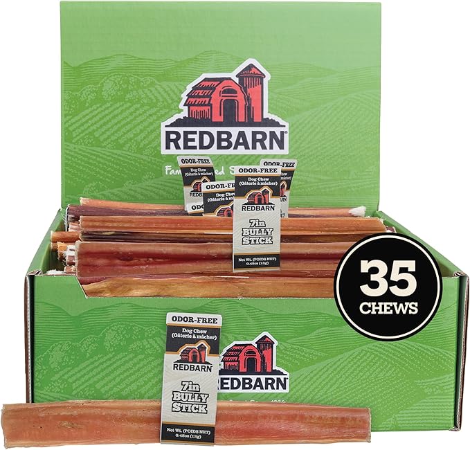 Redbarn Pet Products Odor Free 7" Bully Sticks for Dogs 35-Count