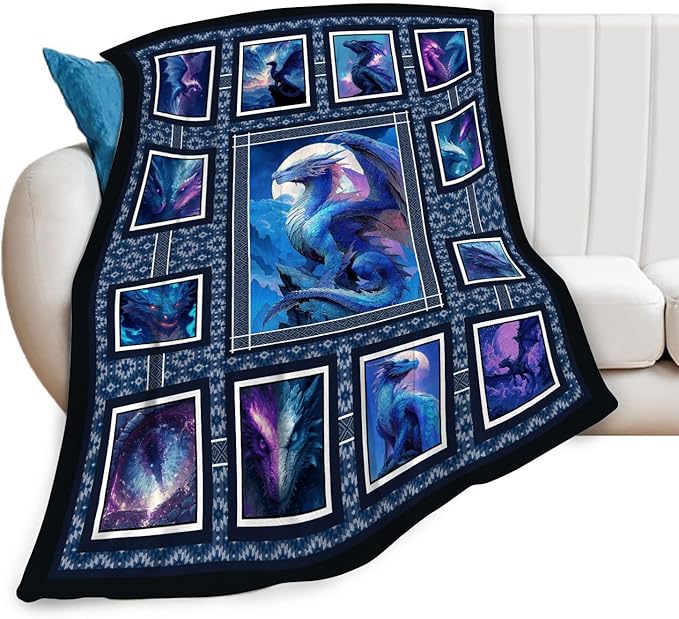 Dragon Throw Blanket Dragon Stuff Gifts for Kids Girls Boys Adults Women Men Soft Cozy Warm Plush Fluffy Fuzzy Fleece Blanket Decor 40''X50''