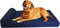 Dogbed4less Premium Extra Large 55"X47" Head Rest Orthopedic Memory Foam Dog Bed with Waterproof Internal Case and Durable External Denim Cover for Large to XL Pet in Navy Blue