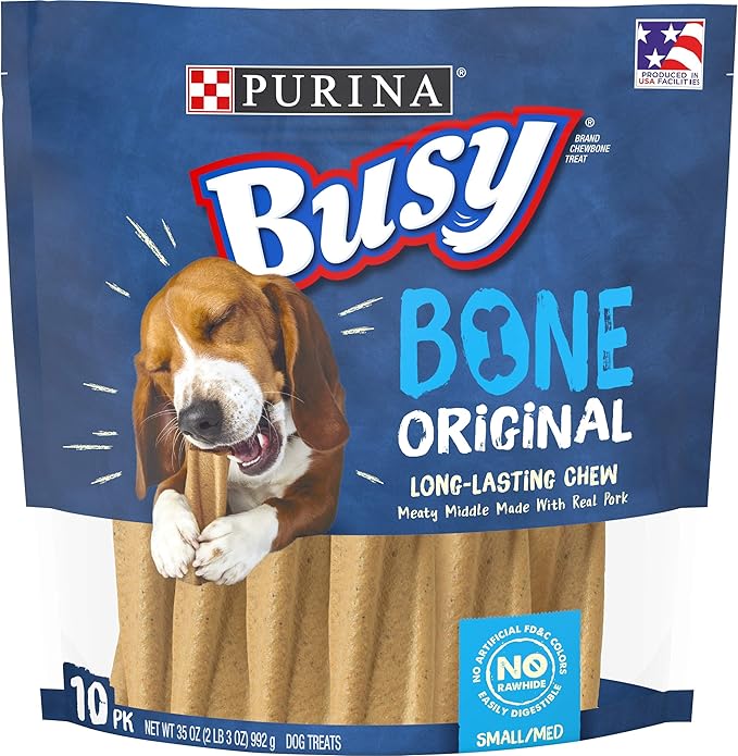 Purina Busy Bone Adult Dog Chew Bone Treats, Original - 10 ct. Pouch