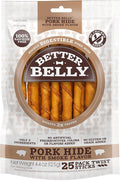Better Belly Highly Digestible Rawhide Twist Sticks Chews, Treat Your Dog to a Chew with NO Artificial Colors or Flavors 25 Count (Pack of 24)