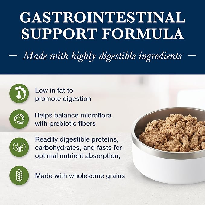 Blue Buffalo Natural Veterinary Diet GI Low Fat Gastrointestinal Support Wet Dog Food, Veterinarian's Prescription Required, Whitefish, 12.5-oz Can (Pack of 12)