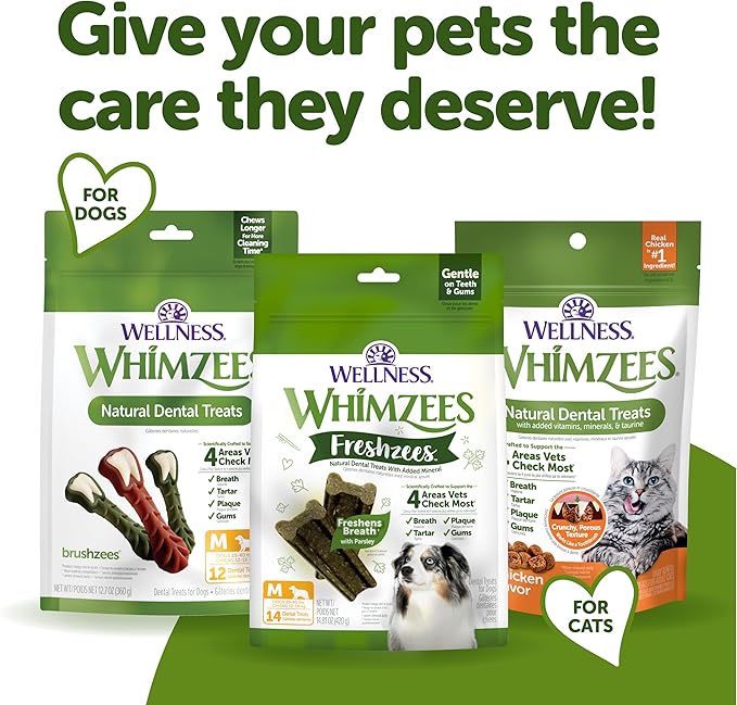 WHIMZEES Wellness Freshzees Dog Dental Treats, Small Size Stick, (28 Count)
