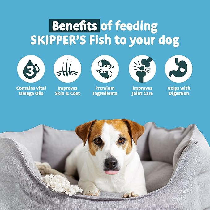 SKIPPER'S Crunchy Cod Fish Skin Cubes - All Natural & Single Ingredient Baked Cod Skin Dog Treats, Rich in Omega 3, Hypoallergenic Crunchy Bites, Gluten Free Treat Great for Cleaning Teeth | (7.05 Oz)