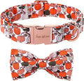 Unique Style Paws Halloween Day Dog Collar with Bow Pumpkin Cotton Dog Collars for Small Medium Large Dogs