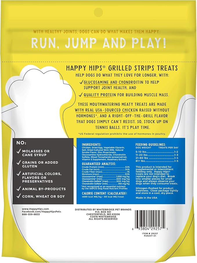 Happy Hips Grilled Dog Treats, Chicken, 12 oz. Pouch