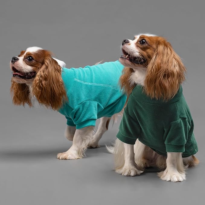Fitwarm 3 Pack Fleece Dog Sweater, Turtleneck Dog Sweatshirt, Dog Winter Clothes for Small Dogs Boy Girl, Pet Pullover Jumper, Cat Apparel, Dark Green, Teal Green, Olive Green, XXL