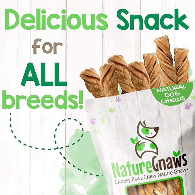 Nature Gnaws Tripe Twists for Dogs 4-5" (10 Count) - Crunchy Grain Free Reward Snack for Small, Medium & Large Breeds - Natural Beef Dog Chew Treats - Rawhide Free