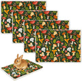 Glittme 4Pcs Bunny Bed Rabbit Bed for Indoor Cage Soft Guinea Pig Bed Fleece Mat Pad Warm Small Animal Bedding Accessories for Hamster Ferret Washable Non-Slip Rabbit Hide House Liner