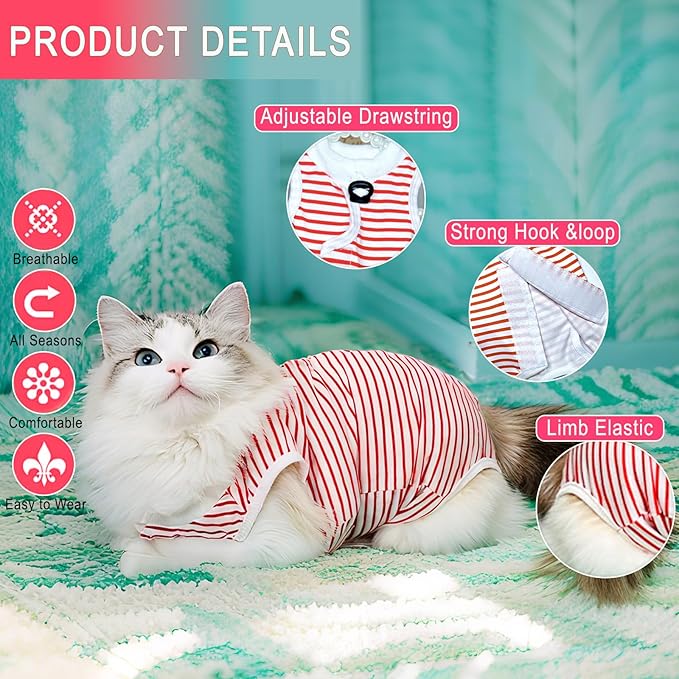 cat Recovery Suit Soft Cat Surgery Recovery Suit Female Cat Onesie for Cats After Surgery,Cone E-Collar Alternative Anti-Licking Protective Outfit Pet Surgical Recovery Pajama Suit