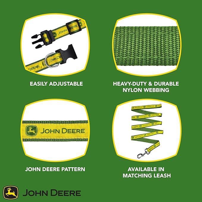 Old Version - Pets First John Deere Pet Collar. Licensed Dog Collar, Large Collar for Dogs & Cats. A Shiny and Colorful Cat Collar & Dog Collar. Contractors & Fans of Tools, Team Color