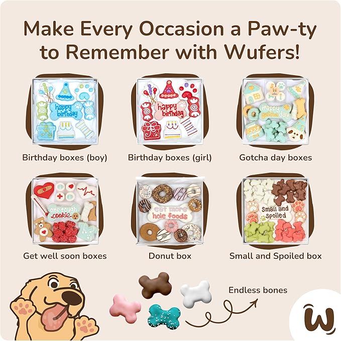 Wufers Spoiled Dog Gift Box | Dog Treats for Small Dogs | Handmade Hand-Decorated |Made with Locally Sourced Ingredients