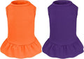 2 Pcs Dog Dresses Cat Skirt Solid Color Dog Clothes Summer Sleeveless Puppy Girl Clothes for Small Pet Dogs Cats (Purple,Orange, X-Small)