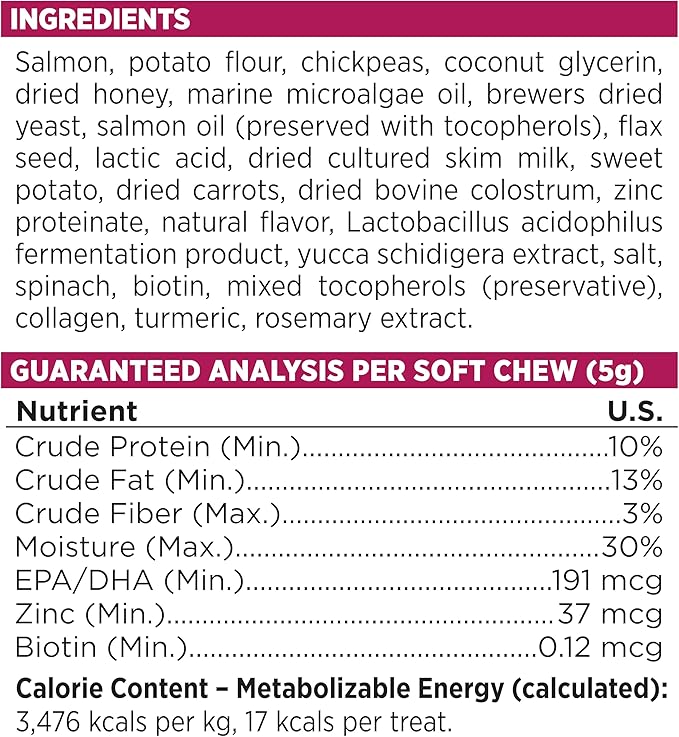 NutriSource AmpliFull Salmon Flavor Skin & Coat Soft Chews for Dogs, Daily Omega-3 Fatty Acids, Zinc & Biotin Supplement for Shiny Coat & Healthy Skin, 70 Chews (1 Pack)