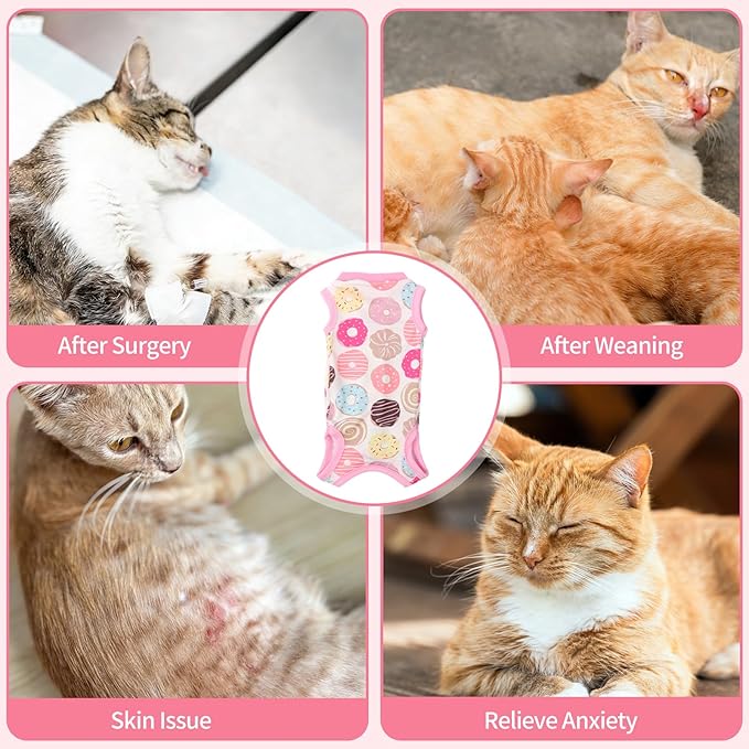 Cat Recovery Suit Cat Onesie for Cats After Surgery, Breathable Cats Surgery Recovery Suit for Female Spay & Abdominal Wounds, Kitten Surgical Onesie Body Suit Anti Licking Cone Alternative