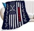banonaty Hockey Blanket Navy Blue American Flag Throw Blanket Cozy Fleece Flannel Plush Bedding Ice Hockey Gifts for Boys Girls Men Women Youth Kids for Couch Sofa Bed Decor 50"X60"