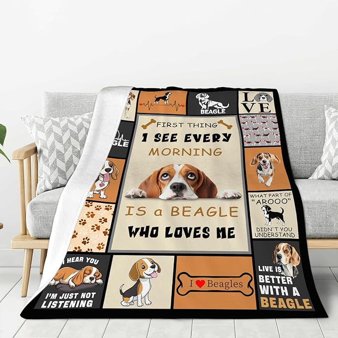Beagle Gifts, Beagles Throw Blanket, Beagle Stuff for Women Girls Boys Lover Adult Cozy Fleece Flannel Bedding Stuff Plush for Couch Sofa Bed Decor 80"X60"