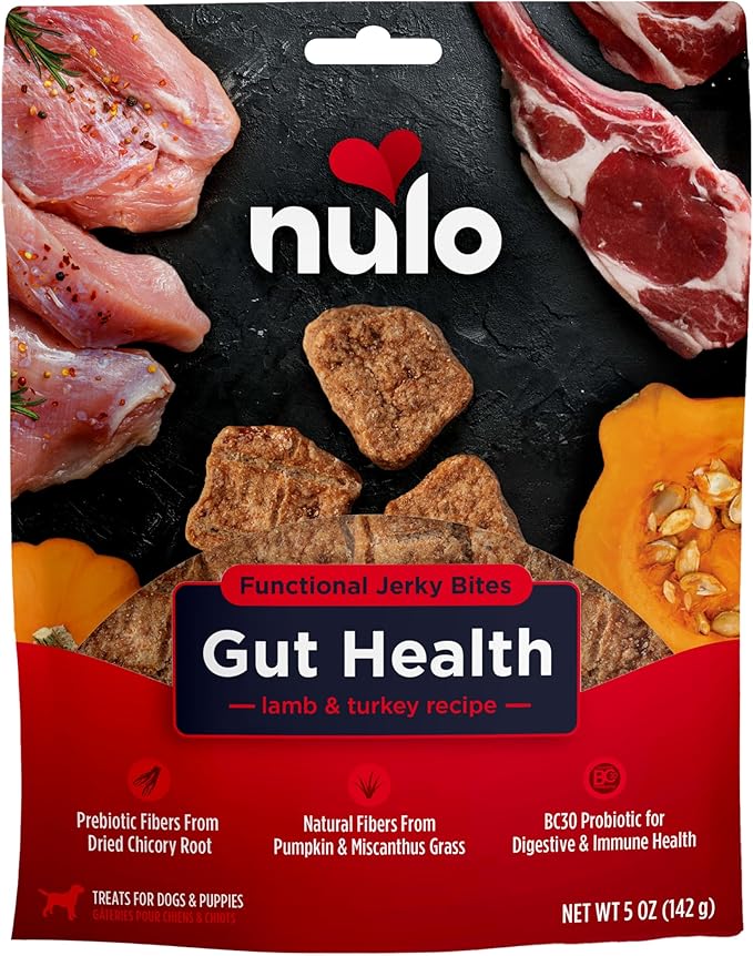 Nulo Functional Jerky Gut Health Lamb & Turkey Dog Treats 5 OZ Bag