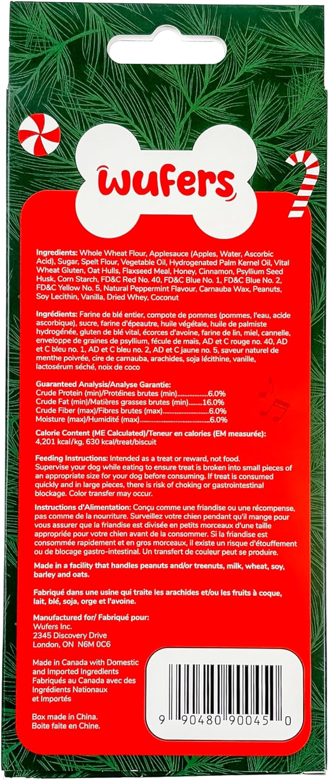 Wufers Pawliday Gourmet Cookie Dog Treats (Singing Card & Bone)