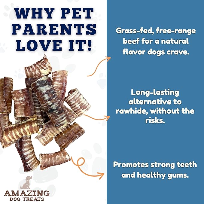Amazing Dog Treats - 2-3 Inch Beef Trachea Rings (50 pcs/pck) - Premium Dog Chews- Great for Small Size Dogs - Excellent Source of Glucosamine and Chondroitin- Great for All Breeds