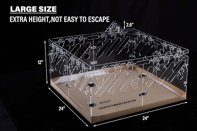 Acrylic Guinea Pig Cages - 2x2ft Small Animal Cage | DIY Extendable | Easy-to-Clean Disposable Bottom (Without Lid)