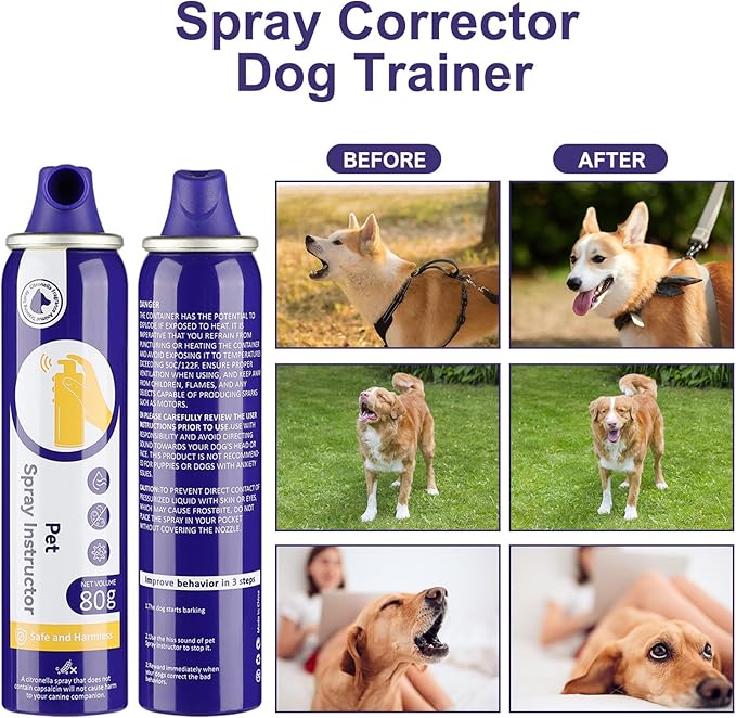 Corrector Spray Dog Trainer 2 Pack 80ml Dog Corrector Spray to Dogs from Stopping Unwanted Behaviors Pet Trainer Spray, Barking, Jumping, Stealing Food, Safe, Humane & Effective