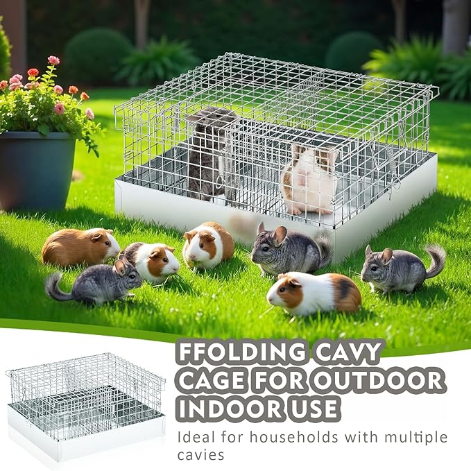DoubleFill 2 Hole Cavy Transport Cage 16 x 14 x 8 Inch, Chinchilla Hamsters Chicks Rabbit Carrier for Travel Temporary Housing, Indoor Outdoor Pet Habitat Animal Enclosure