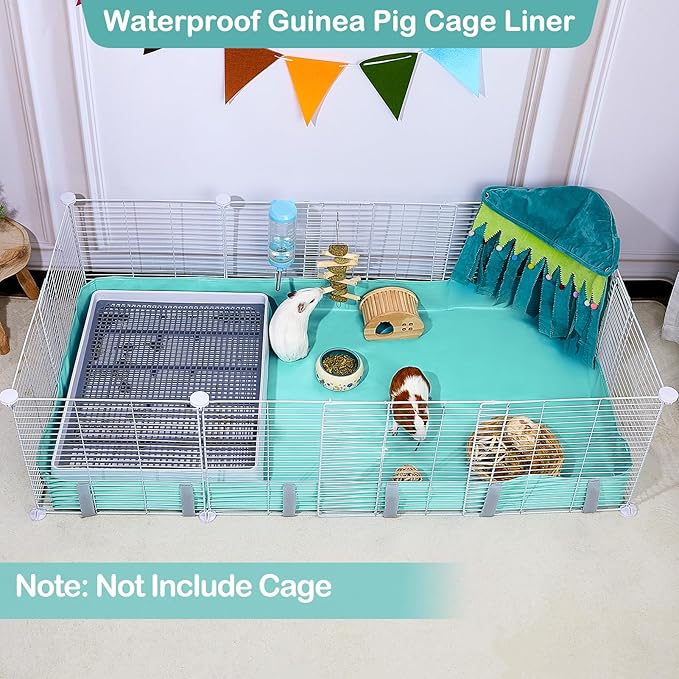 Glittme Guinea Pig Cage Liner, Waterproof Liner for Guinea Pigs, Guinea Pig Bedding with Tarp Bottom for Grid Cage, Cage Liners for Guinea Pig, Bunny, Hamster, Rabbit,Not Include Cage,56 * 28 inches