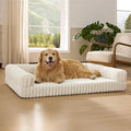 Bedsure ComfyFleece™ Orthopedic Dog Beds for Extra Large Dogs, Waterproof Memory Foam XL Pet Bed with Sides, Non-Slip and Egg-Crate Foam Big Dog Couch Sofa with Washable Corduroy Cover, Cream