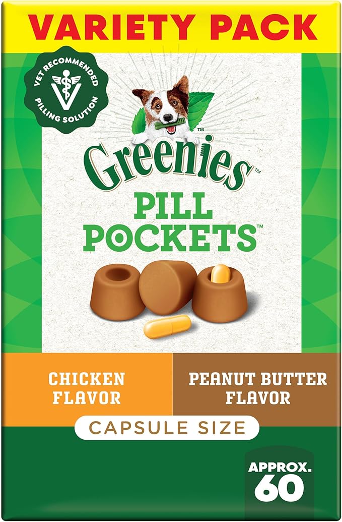 Greenies Pill Pockets for Dogs Large Size, Dog Treat Pouch for Capsule Medication, Variety Pack, 7.9 oz. Pouch