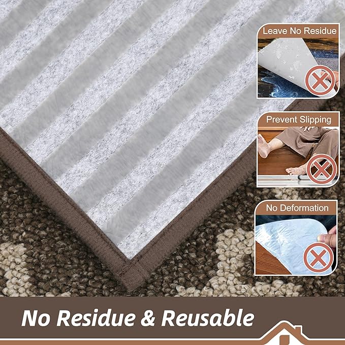 BEQHAUSE Stair Treads for Wooden Steps Non Slip Washable Carpet Stair Treads with Reusable Residue Free Backing Soft Polyester Stair Rugs Indoor for Kids Elders and Dogs 9”x28”,4pcs,Brown