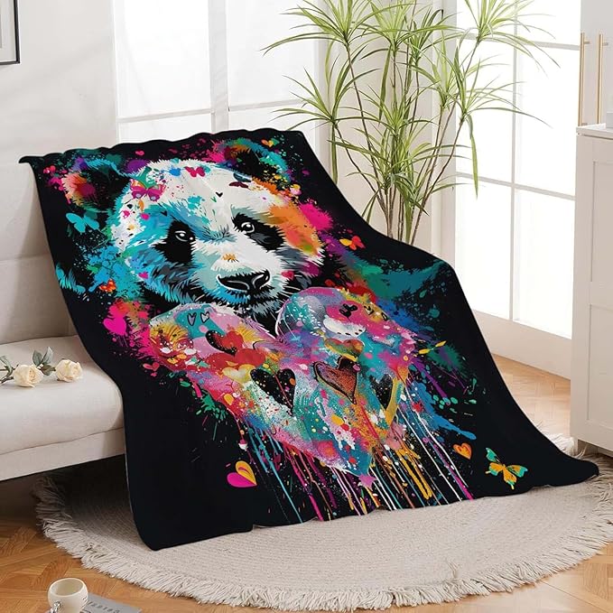 Panda Throw Blanket Panda Stuff Gifts for Kids Girls Boys Adults Women Man Soft Cozy Warm Plush Fluffy Fuzzy Fleece Blanket Decor 60''X80''