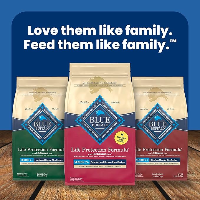 Blue Buffalo Life Protection Formula with LifeSource Bits, Senior 7+ Dry Dog Food, Salmon and Brown Rice Recipe, Chicken Free Formula, 15 lb. Bag