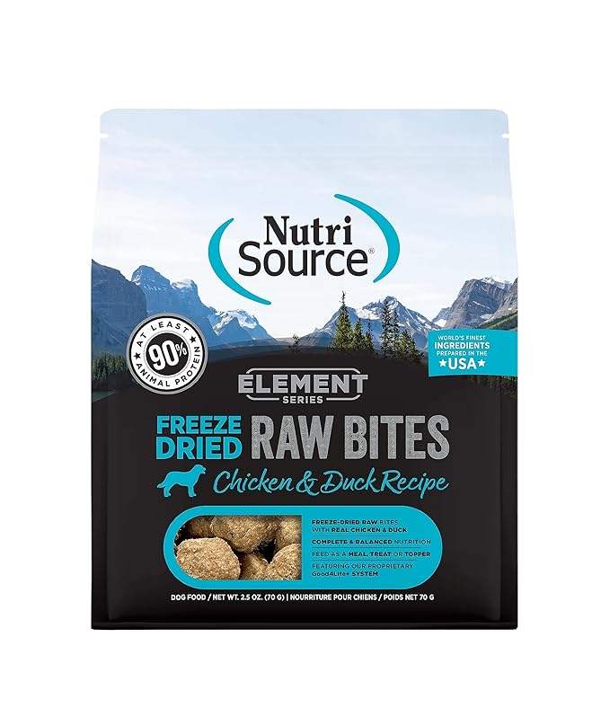 NutriSource Element Series Chicken & Duck Freeze Dried Raw Bites, 2.5 Ounce (Pack of 1)