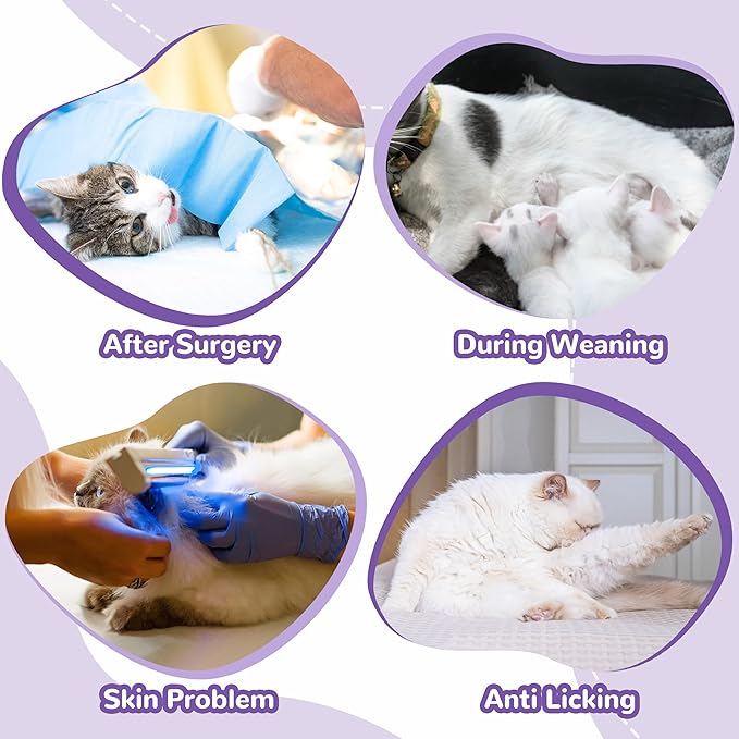 PUMYPOREITY Cat Recovery Suit for Hind Legs, Cat Surgical Spay Suit with Leg Sleeves to Stop Licking, Long Rear Sleeve Wound Cover Abdomen Kitten Onesie, Purple, M