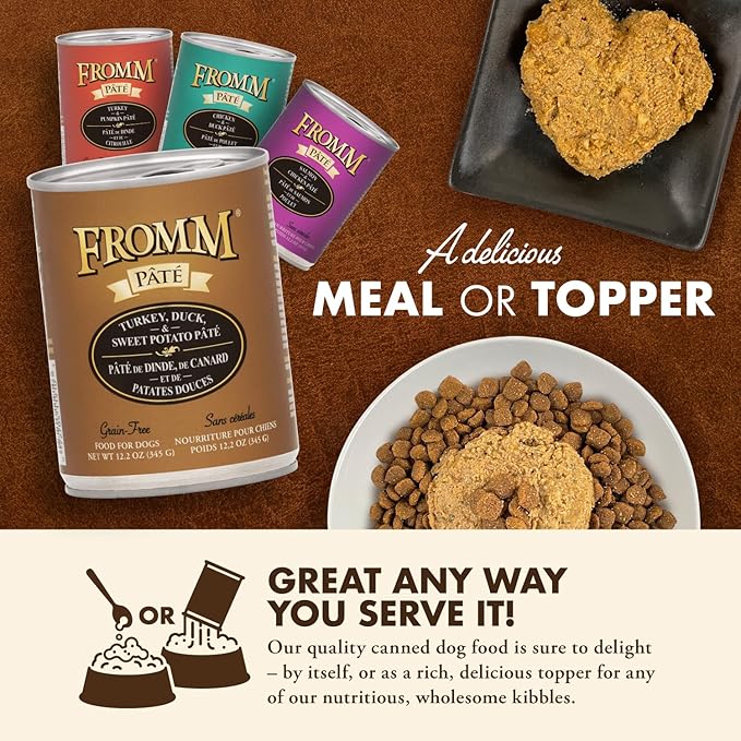 Fromm Turkey, Duck & Sweet Potato Pate Dog Food - Premium Wet Dog Food - Turkey Recipe - Case of 12 Cans