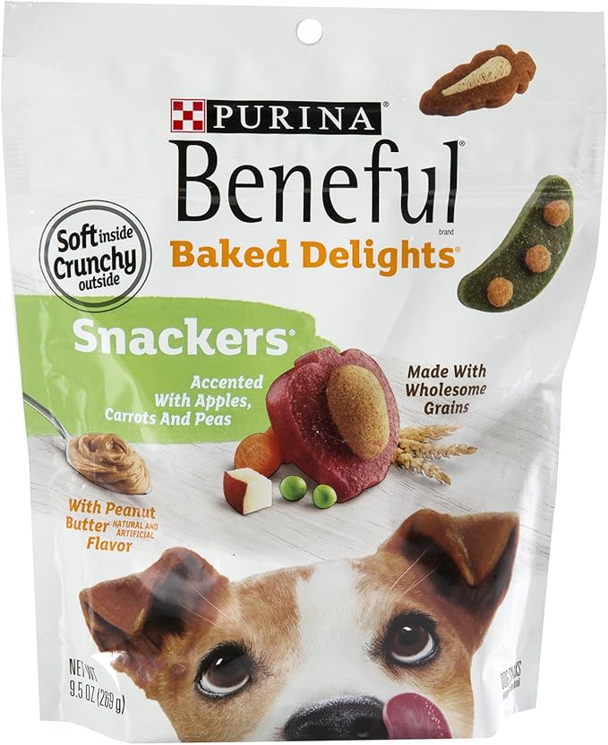 Purina Beneful Baked Delights Dog Snacks - Snackers - Peanut Butter & Cheese Flavors - Net Wt. 9.5 OZ (269 g) Each - Pack of 2