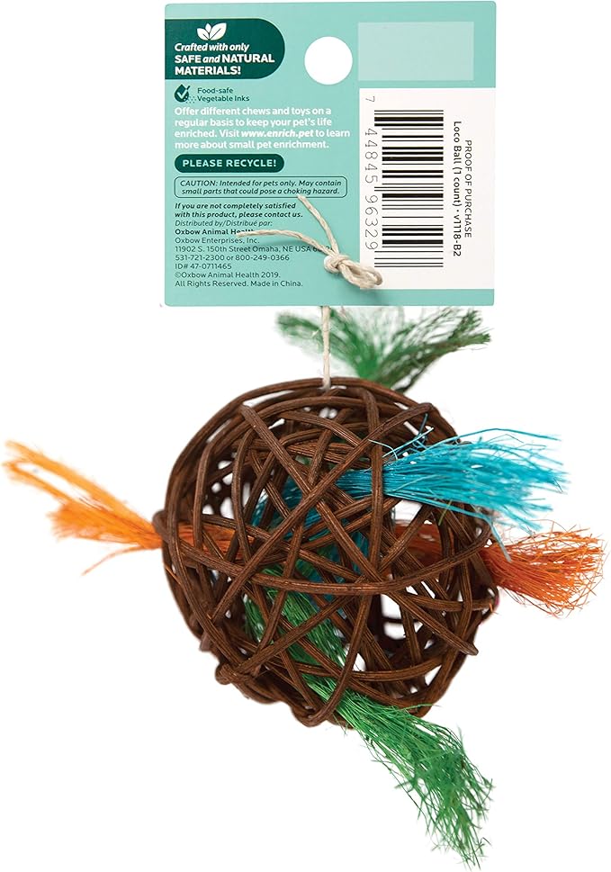 Oxbow Enriched Life Loco Ball, Rabbit Toys, Guinea Pig Toys, Enrichment for Bunny, Hamster, Rabbit, Chinchilla, Rat, Chinchilla Cage Accessories, Guinea Pig Accessories for Cage (Pack of 2)