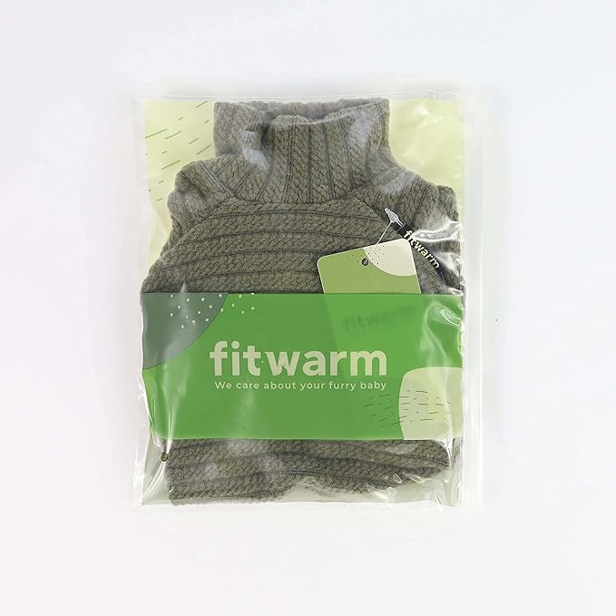 Fitwarm Turtleneck Knitted Dog Sweater Puppy Pajamas Thermal Doggie Winter Clothes Knitwear Pet Coats Cat Apparel Green Medium