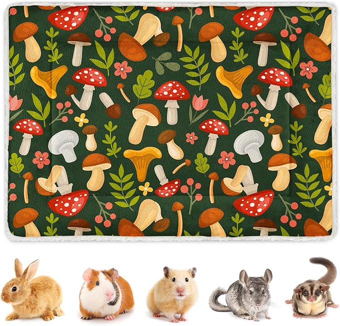 Glittme Bunny Bed Rabbit Bed for Indoor Cage Soft Guinea Pig Bed Fleece Mat Pad Warm Small Animal Bedding Accessories for Hamster Ferret Washable Non-Slip Rabbit Hide House Liner