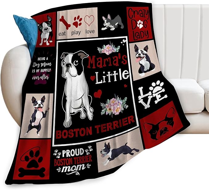 Boston Terrier Blanket Boston Terrier Gifts Throw Blankets Cozy Fleece Flannel Blanket Soft Warm Plush Lightweight Blanket Dog Gift for Couch Sofa Bed for Women Girls 40"X50"