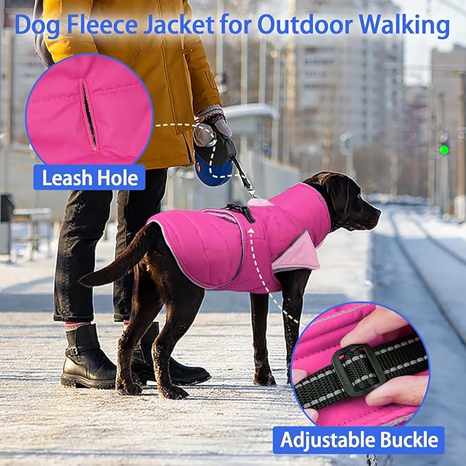 MIGOHI Waterproof Dog Winter Coat - Thick Dog Fleece Jacket with Reflective Strips, Warm Winter Snowsuit Sweater for Small Dogs,Machine Washable,French Bulldog,M,Rosepink