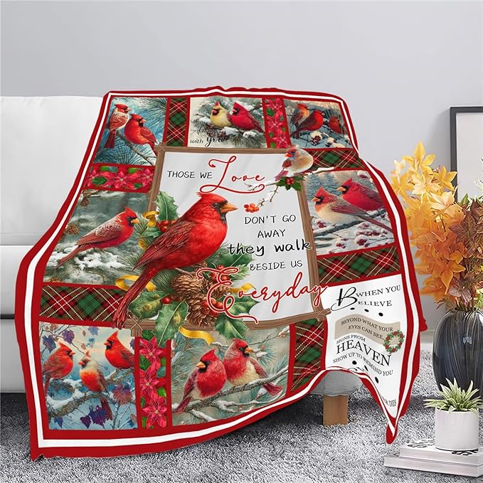 Cardinal Throw Blanket Red Bird Cardinal Stuff Gifts for Kids Girls Boys Adults Women Men Soft Cozy Warm Plush Fluffy Fuzzy Fleece Blanket Christmas Decor 40''X50''